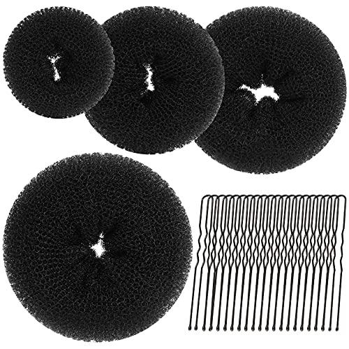 Teenitor Hair Donut, Hair Bun Maker, Black（Extra-large, Large, Medium and Small）