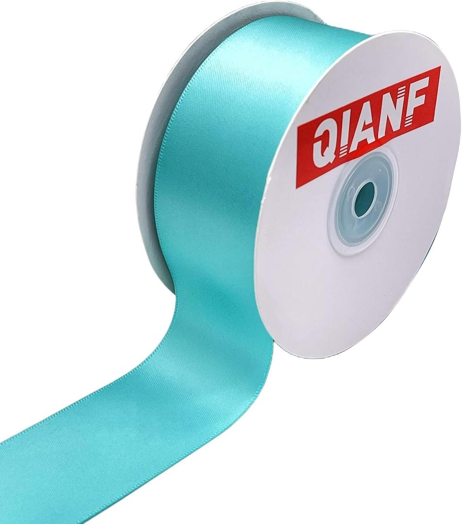 1 1/2 Inch Wide Satin Ribbon Teal Blue Ribbon for Gift Wrapping Hair Bow Chair Sash Valentine's Day Wedding Birthday Party Invitation Decorations Floral Craft Sewing, 25 Yards (1 1/2"-25Yard, 323-Teal Blue)