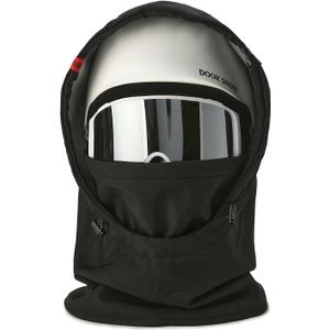 DOOK SNOW Ski Helmet Hood Cover - 3-in-1 Windproof Balaclava with Adjustable Drawstring, Fleece Lined Face Mask for Men&Women (Medium, Black(excluding Helmets and Snow Goggles))