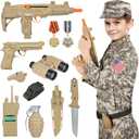 GIFTINBOX Kids Army Soldier Dress Up Costume Role Play Set, Deluxe Christmas Gift for Kids Boys Size M (Medium (6-8y))