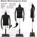 Male Dress Form Torso Male Mannequin Full Body | Height Adjustable 61"~78",Solid Wood Hands with Stand,Detachable Shoe Holder Pants Rack,for Clothing Retail Sewing Shop