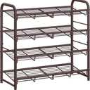 SONGMICS Stackable Shoe Rack, 4 Tier Metal Shoes Rack Storage Shelf, Holds up to 16 Pairs Shoes, Adjustable Slanted Shelves Tower Organizer for Closet Entryway Small Spaces, Bronze