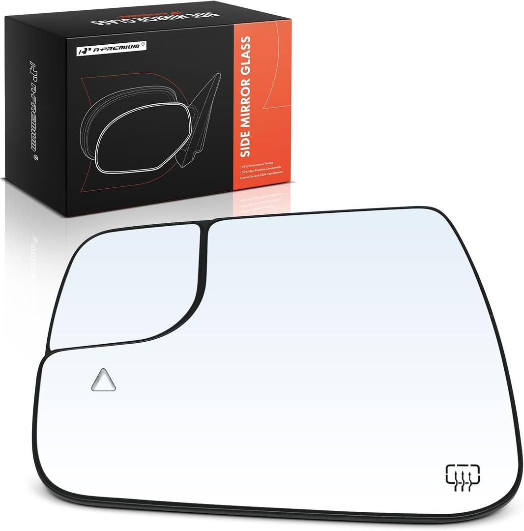 A-Premium Left Driver Side Heated Mirror Glass with Backing Plate - Compatible with Ram 1500 2019-2022 - Exterior Side View Flat Mirror with Blind Spot Detection, without Auto Dimming Function