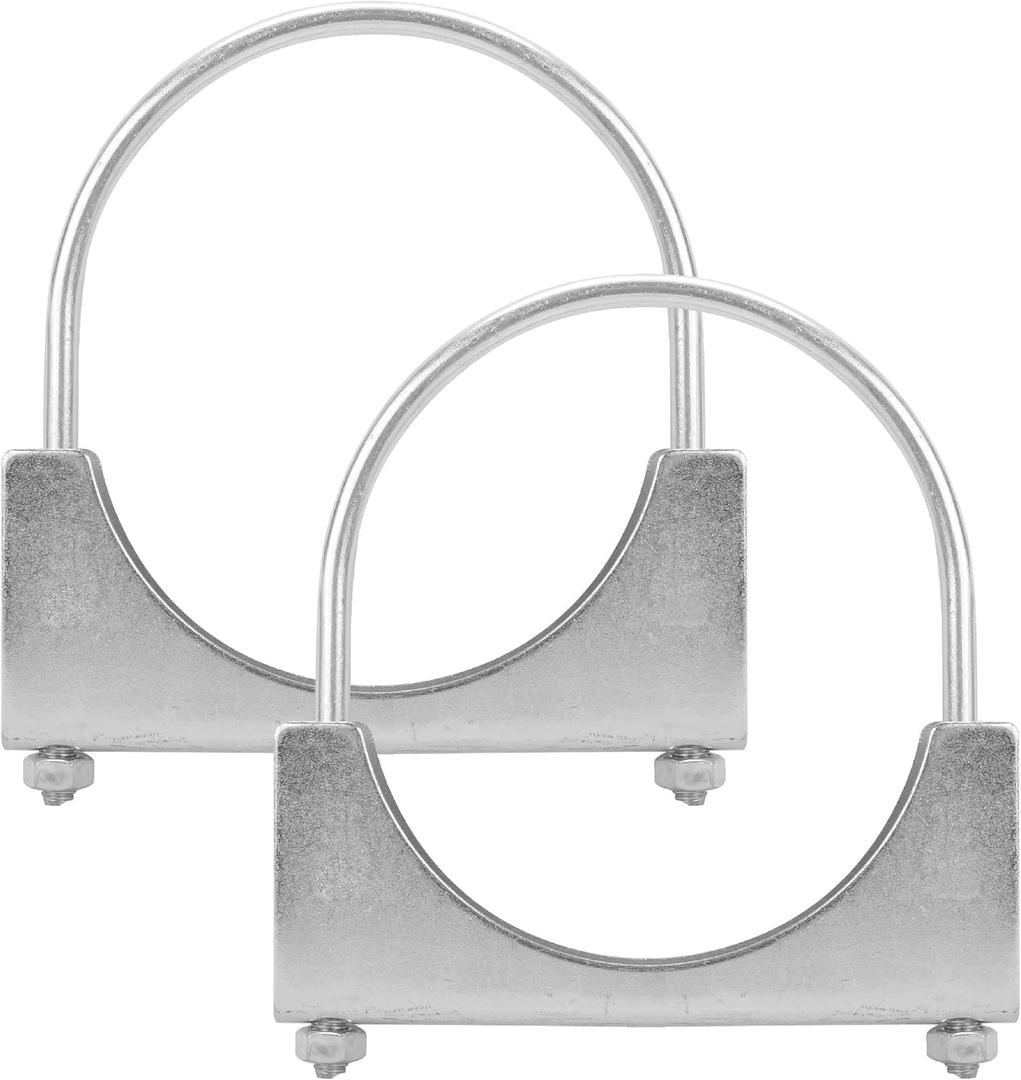 5" U-shaped Exhaust Pipe Clamp Mild Steel Muffler Exhaust Clamps with Anti-Rust Coat Pack of 2
