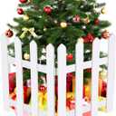 RUODON 4 Pack Thick Christmas Tree Fences White Wooden Picket Fences Tree Fence Border Decoration for Xmas Wedding Party Decor Garden Home, 15.7 x 12 Inches