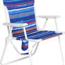 SunnyFeel 15" Tall Folding Beach Chair, Oversized Portable High Seat Sand Chair for Adults Heavy Duty 300 LBS, Foldable Camping Lawn Chairs for Camp/Outdoor/Travel/Picnic/Concert/Sports, 22.05d X 22.05w X 33.85h in