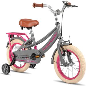 JOYSTAR Girls Bike for Toddlers and Kids Age 3-10 Years, 14 16 18 Inch Kids Bike with Training Wheels and Handbrakes, 20Inch Girls Bike, Multiple Colors (Lola Grey)