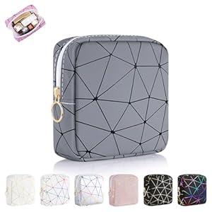 Playexen 5.3" Small Makeup Bag, Small Cosmetics Bag for Purse, Mini Makeup Travel Bag Cosmetic Pouch for Women (Gray)