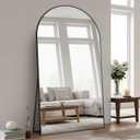 Full Length Mirror, 86"x46" Arched Floor Mirror Freestanding, Floor Standing Full Body Mirror with Stand for Bedroom, Hanging Mounted for Living Room Cloakroom, Black
