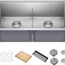 KRAUS Kore 33-Inch Undermount Workstation 16 Gauge Double Bowl Stainless Steel Kitchen Sink with Accessories, KWU112-33