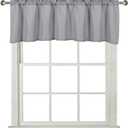 Home Queen Waffle Bathroom Window Curtain Valance, Short Straight Kitchen Window Topper, 60 x 16 Inch, Solid Grey