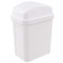 2 Gallon Small Waste Basket with Swing-Lid, Plastic Swing-Top Trash Can, White