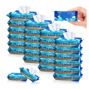 Threlaco 48 Pack Total 384 Pcs Travel Size Flushable Wipes Skin Friendly Hand Wet Wipes with Hypoallergenic Natural Extracts Unscented Alcohol Free for Travel Essentials Adults Children Baby Care