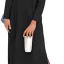 ANRABESS Womens 3/4 Long Sleeve Striped Slit Midi T Shirt Dresses with Pockets 2025 Dressy Casual Fall Fashion Travel Outfits, Size L
