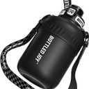 Insulated Stainless Steel Water Bottle for Sports and Travel, BPA-Free,Bottled Joy With Strap (Black, 32 oz)