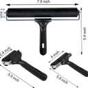 3 Pack Printmaking Brayers - Premium Brayer Rollers for Crafting, Hard Rubber Roller Brayers, Vinyl Roller Ink Paint Brush for Wallpapers Stamping Gluing Application (2.4, 4, 7.9) (Black)