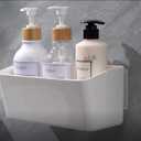 Bath Shelve, Adhesive Shelf Shower Caddy Bathroom Organizer, No Drill Wall Mounted Shower Caddy Basket plasticWhite Storage Rack for Bathroom/Kitchen