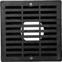 NDS 640 6-Inch Square Grate with Low-Profile Adapter Drain, Connects to 3-Inch and 4-Inch Drain Pipes and Fittings, for Small Lawns, Landscaping and Patios, Plastic, Black