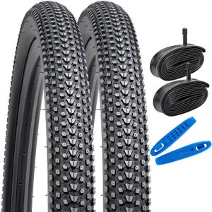 YUNSCM 24" Mountain Bike Tires 24x1.95/53-507 and 24" Heavy Duty Bike Tubes Schrader Valve Compatible with Bike 24 x 1.95 24x2.0 Bicycle Tires and Tubes (Y-1086)