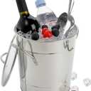 YOUEON 4 Liter Ice Bucket with Scoop and Lid, Double Walled Insulated Ice Bucket for Parties, Cocktail Bar, Wine Chiller, Beverage Tub with Carry Handles, Indoor & Outdoor Use, Silver