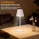 2 Pack Cordless Table Lamps Rechargeable, Battery Operated Touch Dimmable LED Lamp with 3 Color Temperatures, Adjustable Height Wireless Table Lamp for Restaurant, Bar, Bedroom