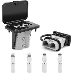 Delgada 120A Battery Quick Connect/Disconnect Connector Plug Kit with Terminals Dust Cover Mounting Bracket for Car RV Winch Truck Boat