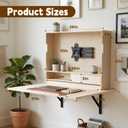 31 Inch Wall Mounted Folding Desk with Storage & Monitor Mount