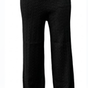Women's Knit Wide Leg Pants, Cable Pattern, Elastic Waist, Black, One Size