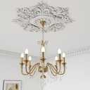 Nuanchu Large PU Ceiling Medallion Combination Decorative 2.36'' ID French Style Chandelier Base Ceiling Medallion for Light Fixtures Victorian Rosette Light Covers for Chandeliers(28'',Classic)