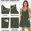 Urchics Swimsuit Coverup for Women 2025 Summer Beach Bathing Suit Cover Up Swiss Dot Sleeveless V Neck Tank Mini Sun Dress (Green, S)
