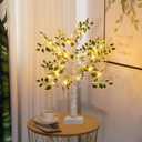 Birch Tree Lights 2ft, LED Fairy Light Tree with Green Leaves, USB/Battery Powered Tabletop Decor for Christmas, Home, Office, Spring,Wedding