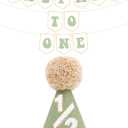 Half Way To One Decorations for Boy Girls, 1/2 Birthday Hat And Pre-strung Half Birthday Banner For Six Months Ha-lf Year BD Decorations