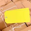 100 Yellow Plastic Shipping Tags - Durable, Writable, Heavy Duty, Waterproof, Reinforced for Repair Equipment & Car Parts Inventory (6 1/4" x 3 1/8")