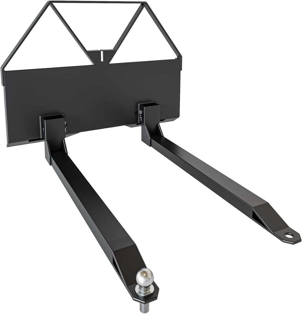 2600 Lbs Heavy-Duty Pallet Forks with Trailer Hitch Ball | Q235 Steel Construction for Tractors and Loaders | Ideal for Farms, Warehouses, and Construction Sites