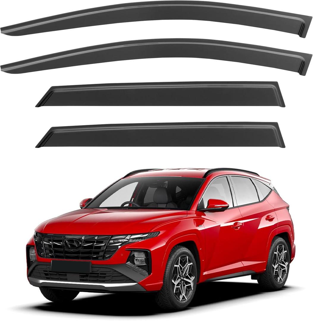 Window Visors Rain Guards for 2022 2023 2024 2025 2026 Hyundai Tucson | Out-Channel Window Vent Wind Deflectors Visors Shades Protectors for 22 23 24 25 26 Hyundai Tucson SE SEL N-Line Limited