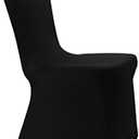 WELMATCH Black Stretch Spandex Chair Covers - 1 PCS Banquet Events Party Universal Dining Decoration Scuba Elastic Chair Covers Premium (Black, 1)