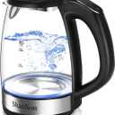 ShanSon 1.7L Electric Glass Kettle 1500W Temperature Control Fast Water Boiler BPA Free Auto Shut-off Protection Electric Teapot with Led Touch Screen (Clear)