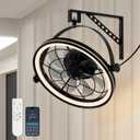 Siljoy 21 Inch Wall Mounted Fan, 6-Speed Wall Mount Fan with Remote and LED Light, Timer, Industrial Wall Fans Indoor for Bedroom, Covered Patios, Garage, Warehouse, Greenhouse 