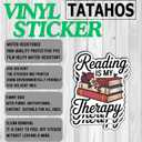 (3Pcs) Reading is My Therapy Stickers Book Lover Vinyl Decal Motivational Reading Quote for Students Teachers Library Lovers Water Bottle Laptop Notebook Scrapbook Aesthetic Bookworm Gifts 3x2.5