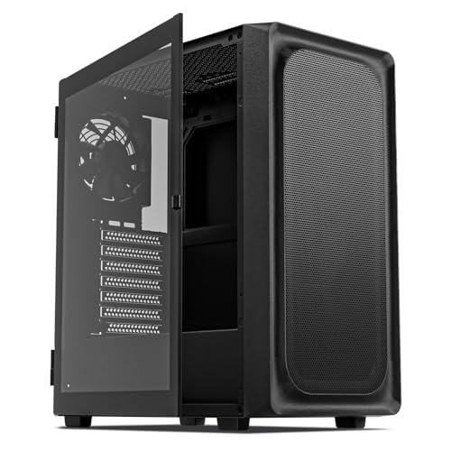 DARKROCK EC2 Black ATX Mid Tower PC Case, Type-C Ready, Supports 40 Graphics Cards, Tempered Glass Side Panel, up to 8 x 120mm Cooling Fans & 1 x 360mm Radiator, 1 x Pre-Installed Fan