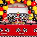 Childom 3Pcs Racing Car Plastic Tablecloth, Race Birthday Party Decorations, 54'' x 108'' Checkered Table Cloth Decor, Favors Rectangular Tablecloth for Boys Baby Shower Home