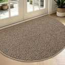 BEQHAUSE Dirt Trapper Door Mat 36" x 60" Half Circle Non Slip Washable Doormats Entrance Rugs Absorbent Welcome Low Profile Floor Mats for Front Back Door and Entryway, Taupe