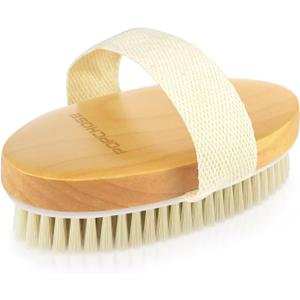 POPCHOSE Dry Brushing Body Brush, Natural Bristle Dry Skin Exfoliating Brush Body Scrub for Flawless Skin, Cellulite Reduction, Lymphatic Drainage and Blood Circulation Improvement (1 Count (Boar Bristles))