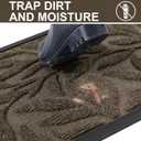 Smiry Front Door Mat Indoor Outdoor Entrance, Heavy Duty Natural Rubber, Trap Dirt and Moisture, Non-Slip Doormats, Low Profile, Easy Clean Patio Porch Entryway Mat, 71x23, Brown