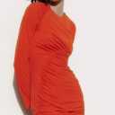 Dress with seams and gathering size Medium, bright red