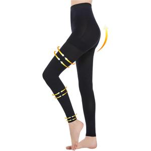 Medical Compression Tights Women, 20-30 mmHg Graduated Compression Pantyhose Men, Footless Compression Stockings, High Waist Compression Leggings, Support Hose for Varicose Veins, Edema, Dvt (Small, Black)