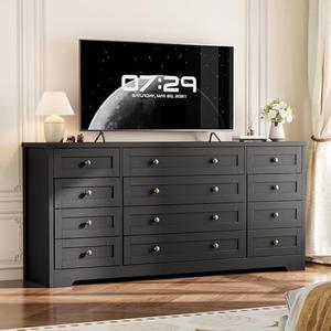 GAOMON 12 Drawers Wood Dressers for Bedroom, Wooden Dresser for Living Room, Hallway, Entryway, Modern Wide TV Stand Dresser for 65 inch TV, Wood Chest of Drawers, 63" W × 29.5" H