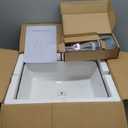 Ceramic Bathroom Sink, White 19" x 15" Above Counter Porcelain Vessel Sink with Black Faucet and Pop up drain Set, Rectangle