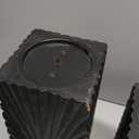 CosmoLiving by Cosmopolitan Wood Geometric Carved Pillar Candle Holder, Set of 3 12", 10", 8"H, Black