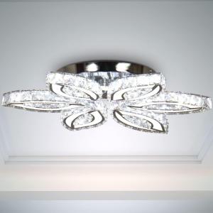 CLAIRDAI 20" Modern Crystal Chandelier, Flower Led Chandelier with K9 Crystal Acrylic, Cool White 6500K, 20" x 20" x 3.1" for Living Room